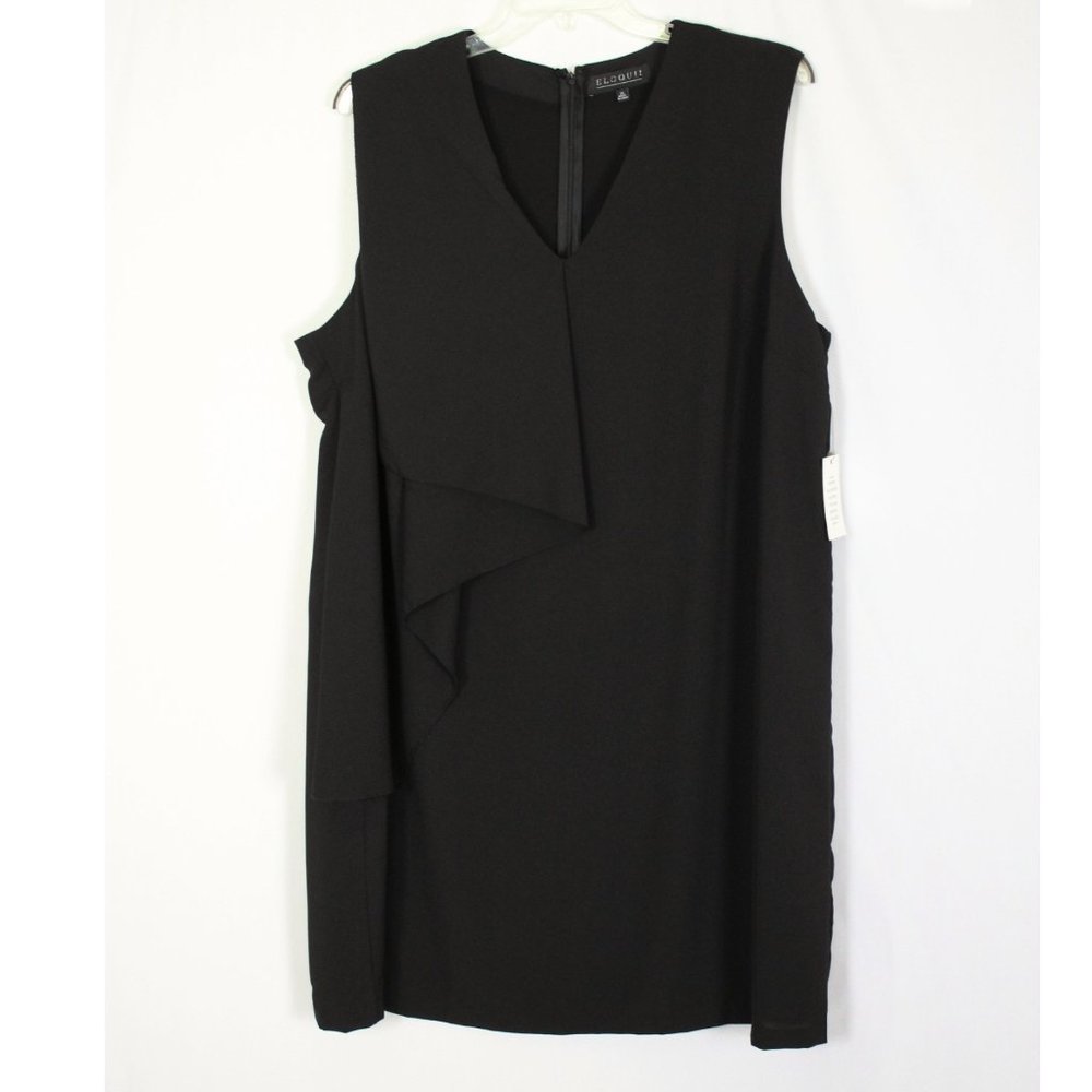 NWT Eloquii Black Ruffled Front Dress Size 20 - Picture 4 of 11